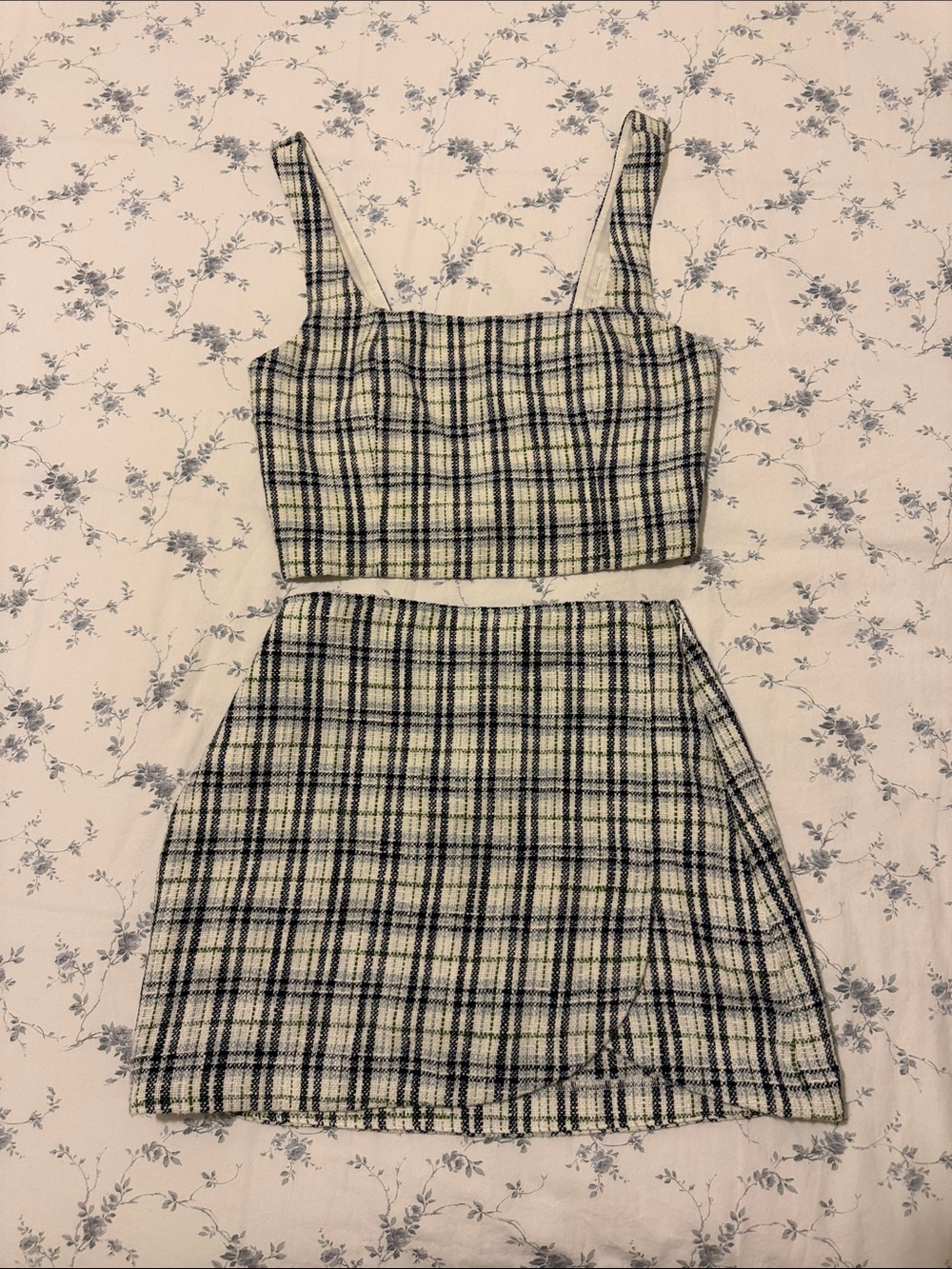 Abercrombie & Fitch Coordinate Co-Ords Plaid A-Line Mini Skirt XS, Top S